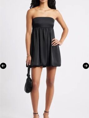 bp Black Strapless Bubble Hem Mini Dress